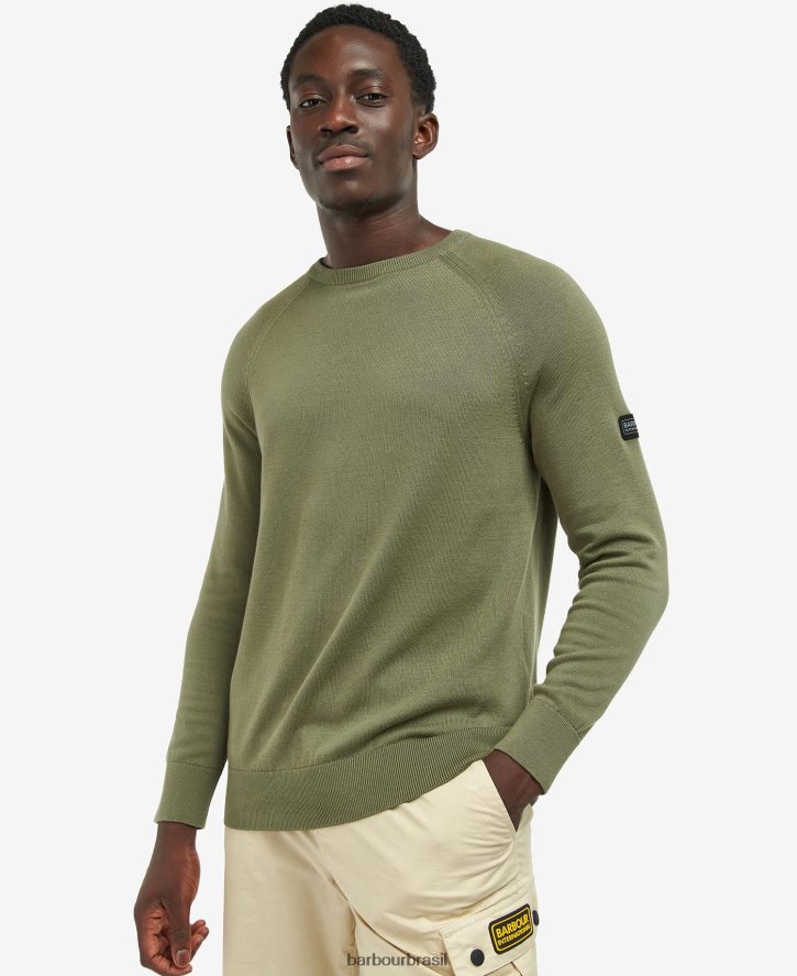 roupas Barbour camisola de gola redonda de algodão marinha internacional homens NH44421121