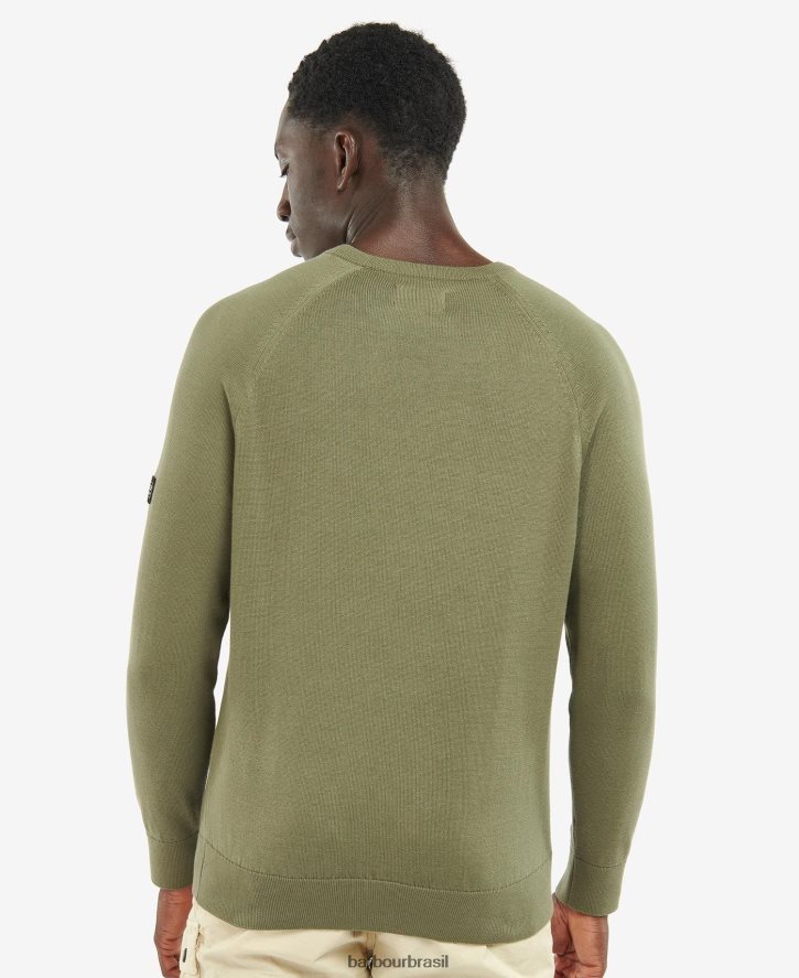 roupas Barbour camisola de gola redonda de algodão marinha internacional homens NH44421121