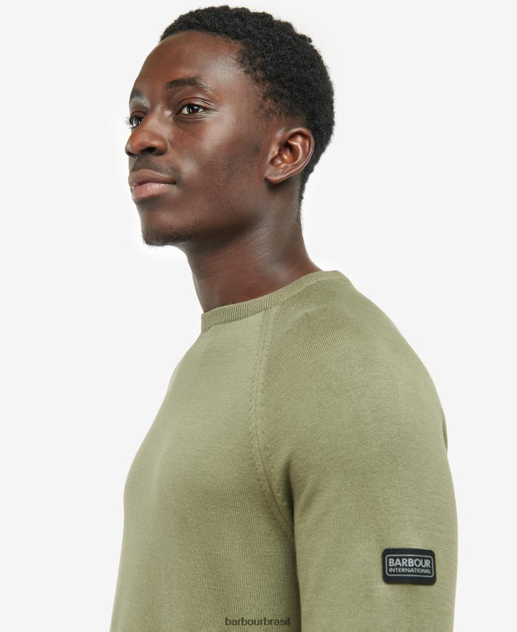 roupas Barbour camisola de gola redonda de algodão marinha internacional homens NH44421121