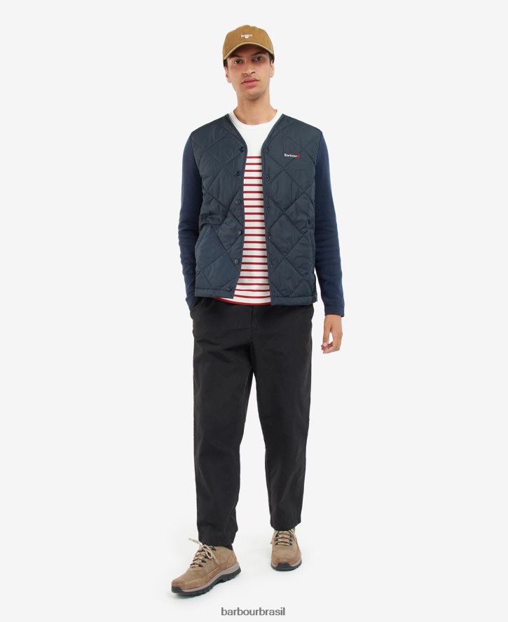 roupas Barbour cardigã acolchoado craghead marinho clássico homens NH44421095