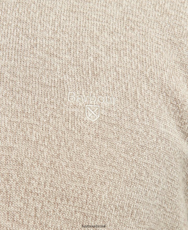 roupas Barbour jumper de tricô firle com meio zíper azeitona marga homens NH44421077
