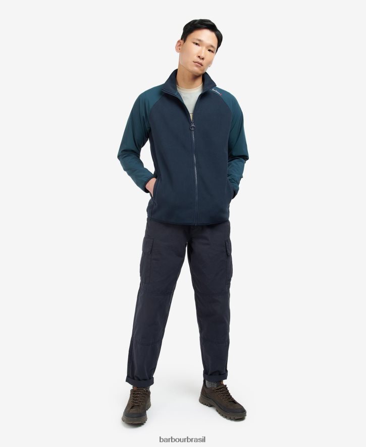 roupas Barbour lã com zíper lingfield marinho clássico homens NH44421138