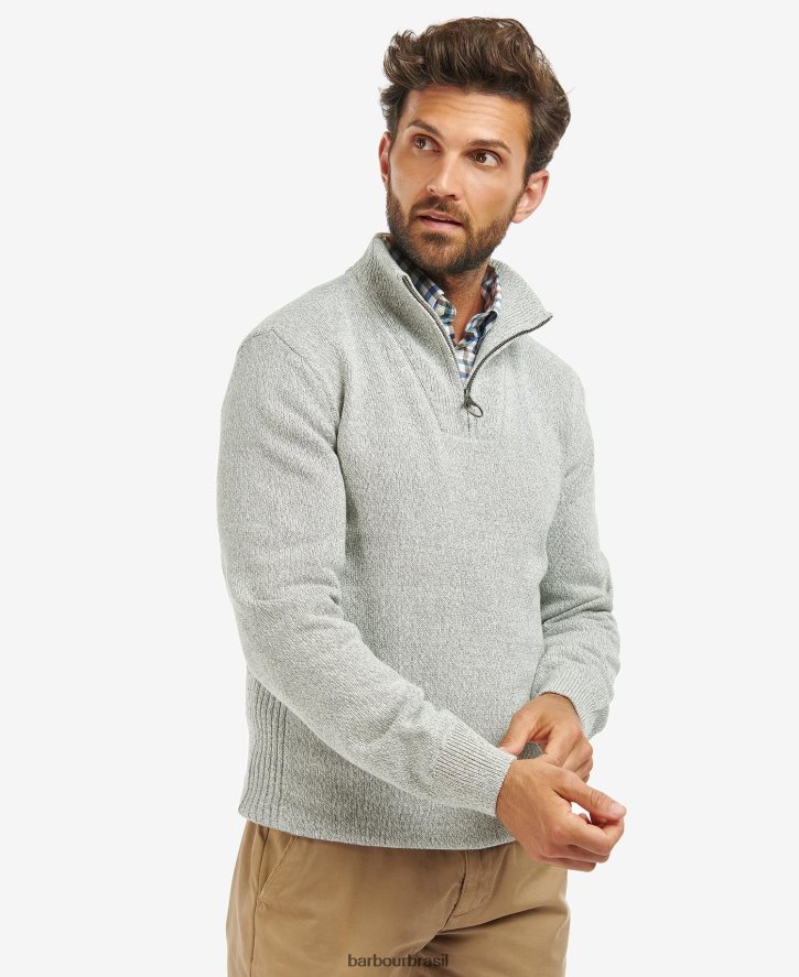 roupas Barbour moletom de algodão nelson com meio zíper mochila verde homens NH44421114