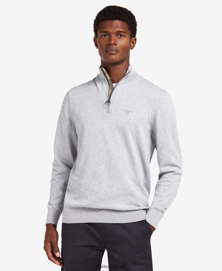 roupas Barbour moletom de tricô taines com meio zíper azul lavado homens NH44421092