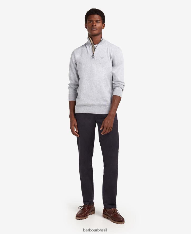 roupas Barbour moletom de tricô taines com meio zíper azul lavado homens NH44421092