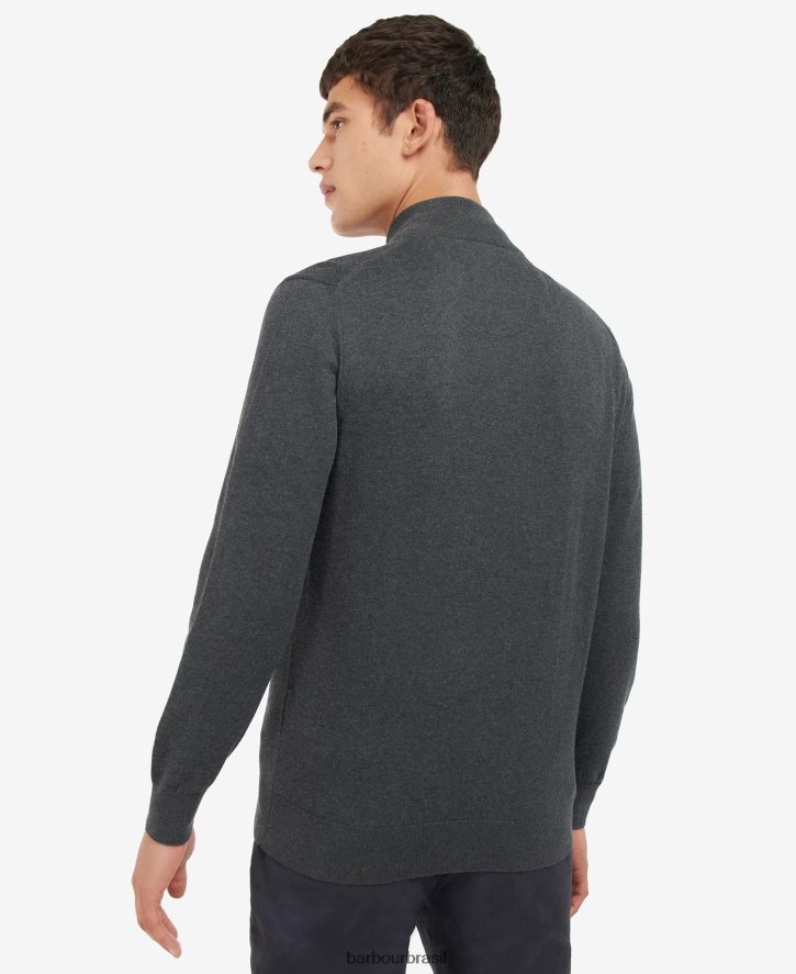 roupas Barbour moletom de tricô taines com meio zíper azul lavado homens NH44421100