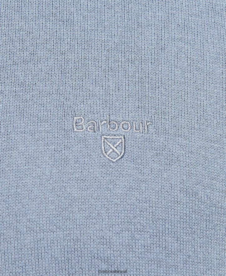 roupas Barbour moletom de tricô taines com meio zíper azul lavado homens NH44421113