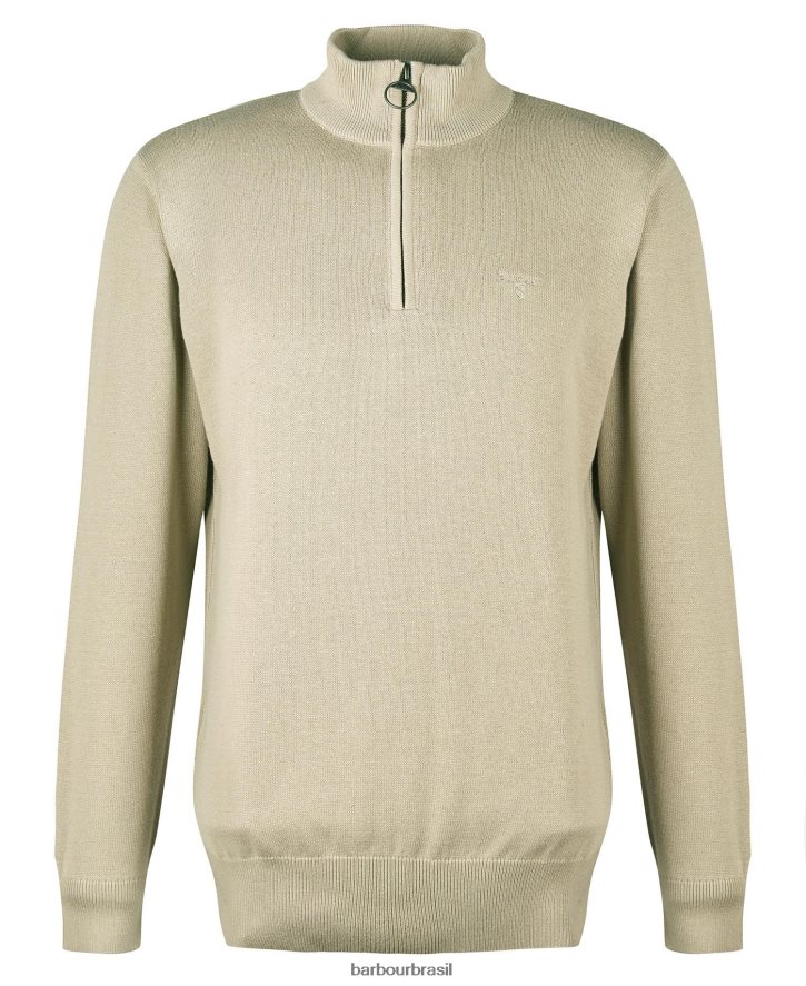 roupas Barbour suéter de algodão com meio zíper Margarida cinzenta homens NH44421078