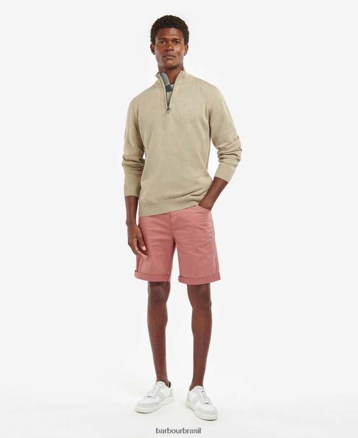 roupas Barbour suéter de algodão com meio zíper Margarida cinzenta homens NH44421078