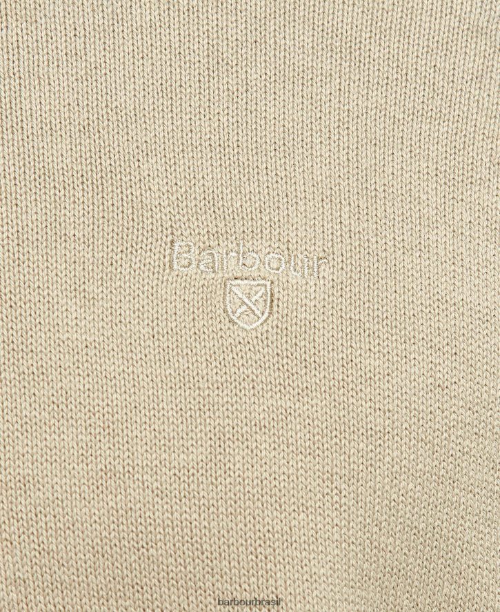 roupas Barbour suéter de algodão com meio zíper Margarida cinzenta homens NH44421078
