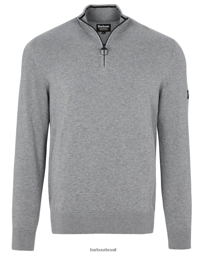 roupas Barbour suéter de algodão com meio zíper marga antracite homens NH44421107