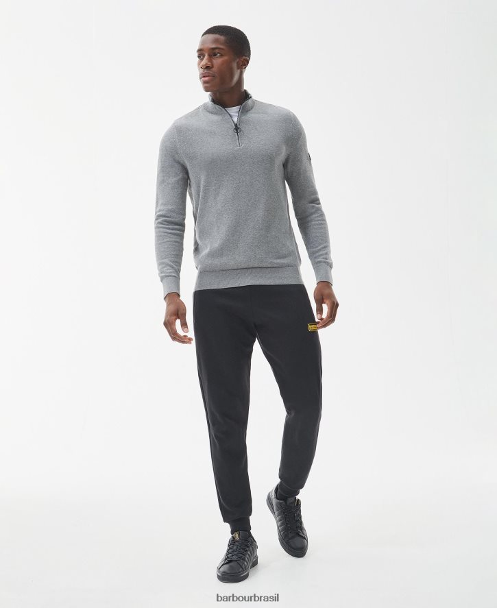 roupas Barbour suéter de algodão com meio zíper marga antracite homens NH44421107