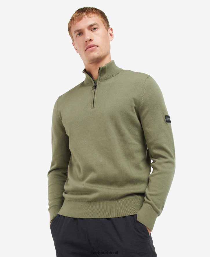 roupas Barbour suéter de algodão com meio zíper marga antracite homens NH44421118