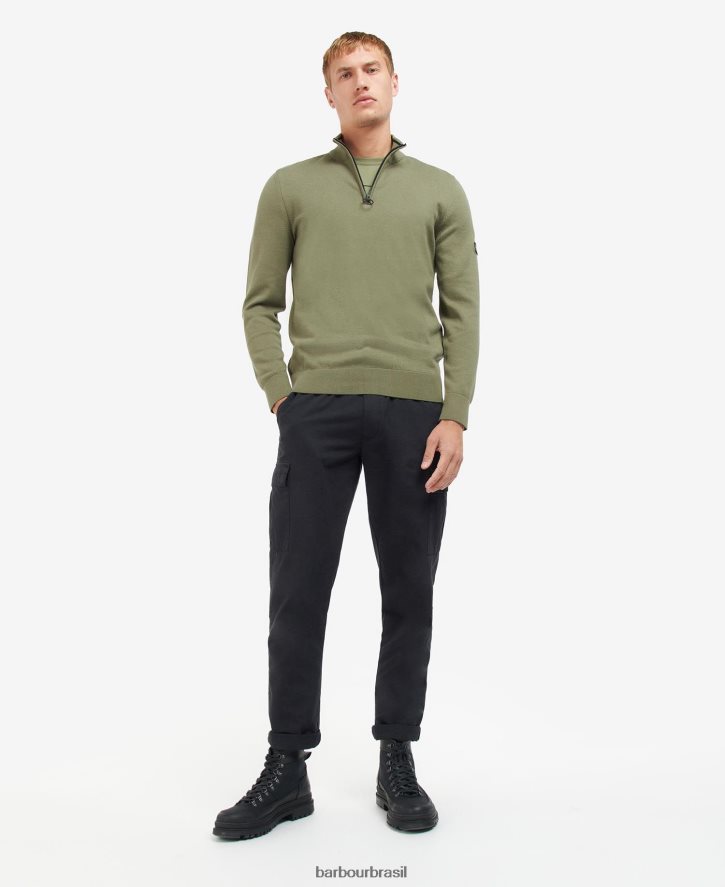 roupas Barbour suéter de algodão com meio zíper marga antracite homens NH44421118