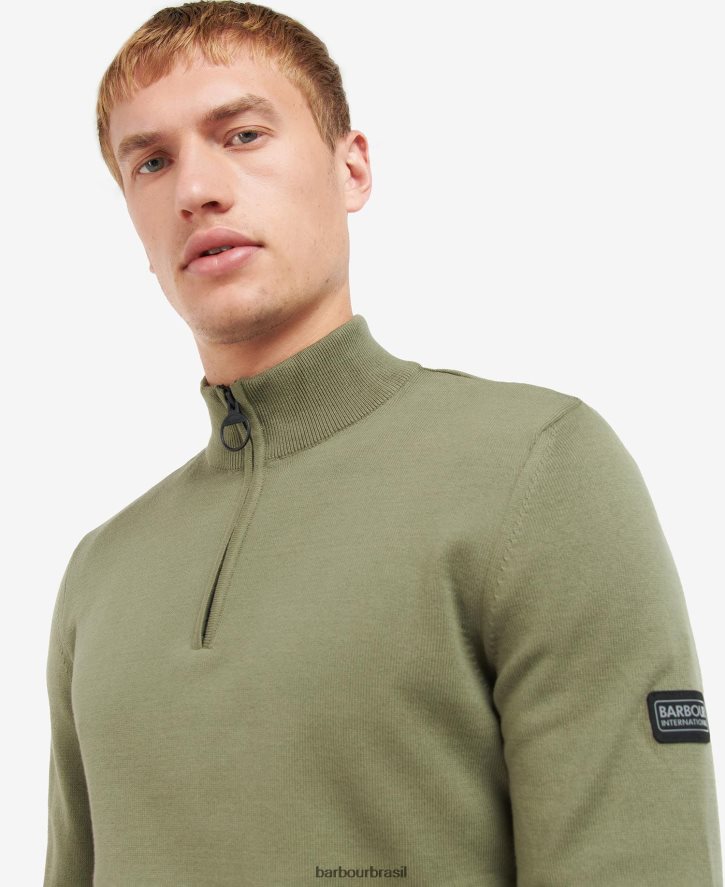 roupas Barbour suéter de algodão com meio zíper marga antracite homens NH44421118