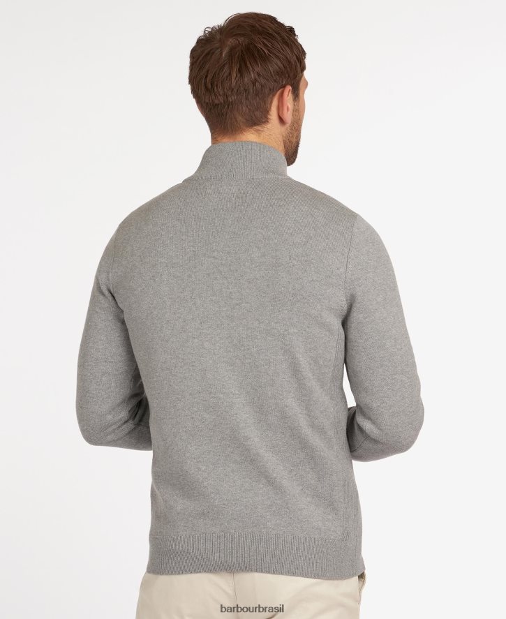 roupas Barbour suéter de algodão com meio zíper marinha homens NH44421085