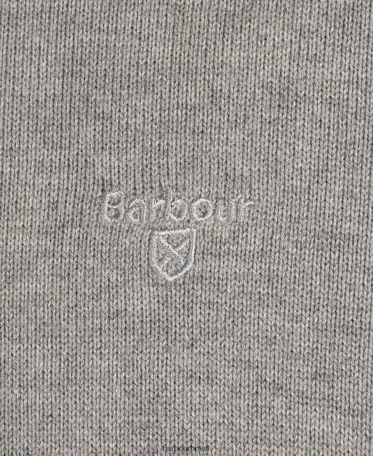 roupas Barbour suéter de algodão com meio zíper marinha homens NH44421085