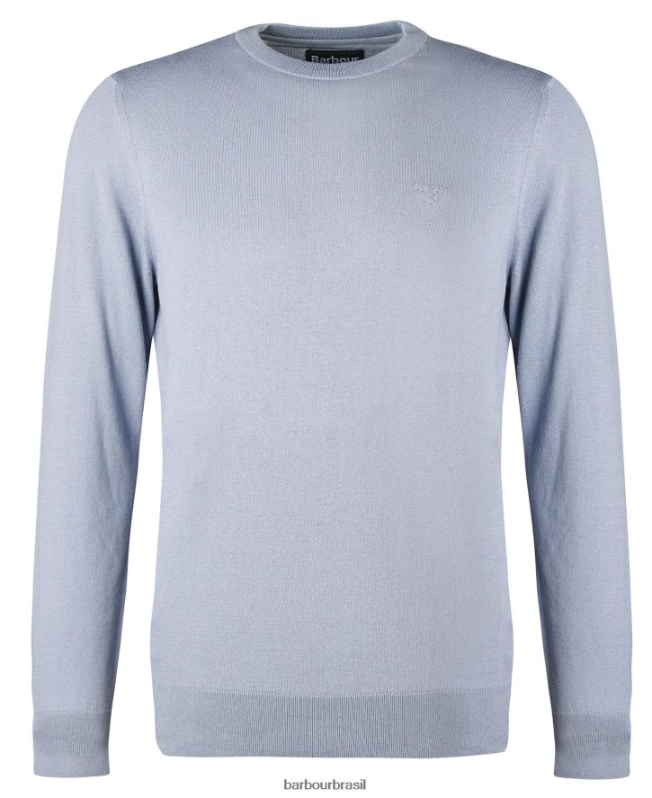 roupas Barbour suéter de gola redonda de algodão leve musgo leve homens NH44421126