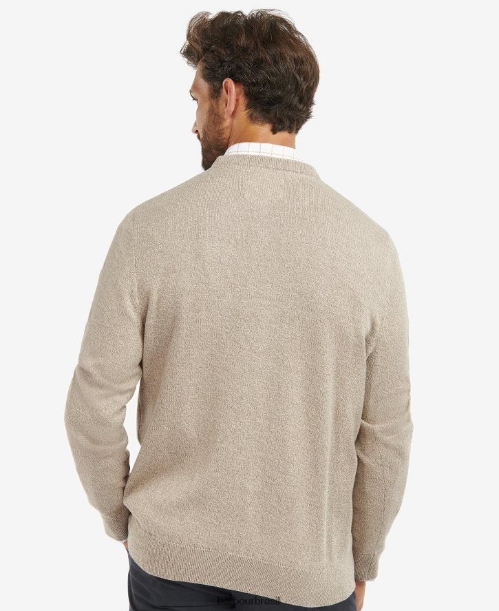 roupas Barbour suéter de tricô gola careca firle azeitona marga homens NH44421110