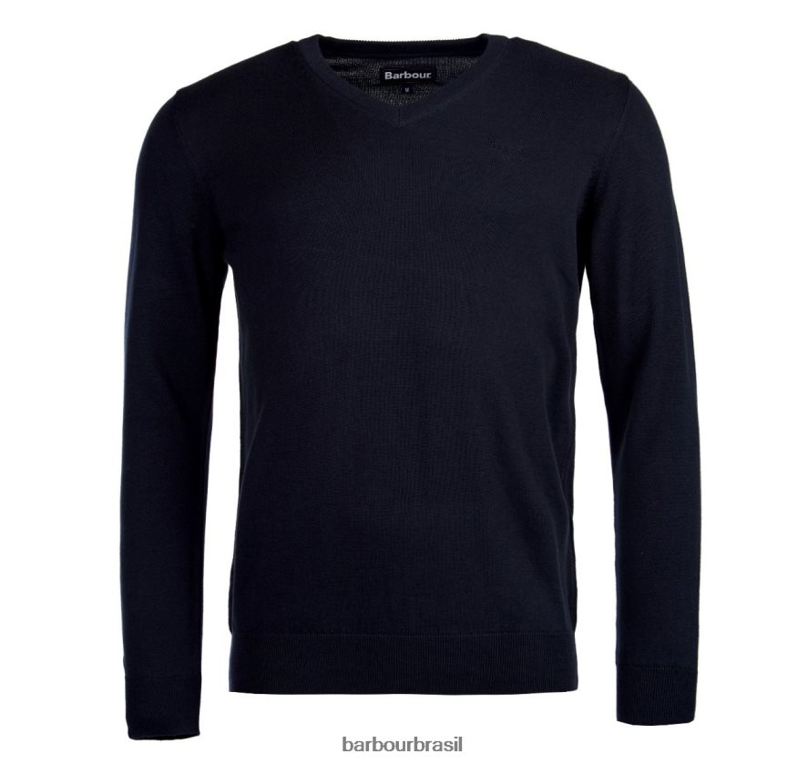 roupas Barbour suéter gola V em algodão pima marga cobalight homens NH44421087