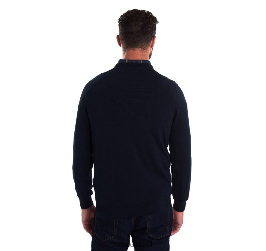 roupas Barbour suéter gola V em algodão pima marga cobalight homens NH44421087