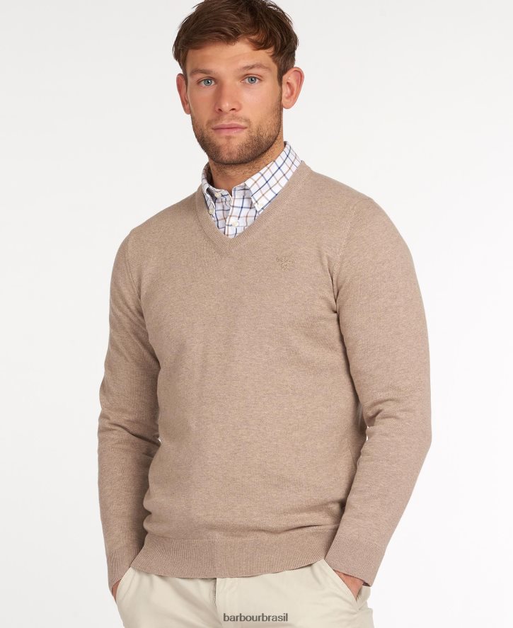 roupas Barbour suéter gola V em algodão pima marga cobalight homens NH44421091