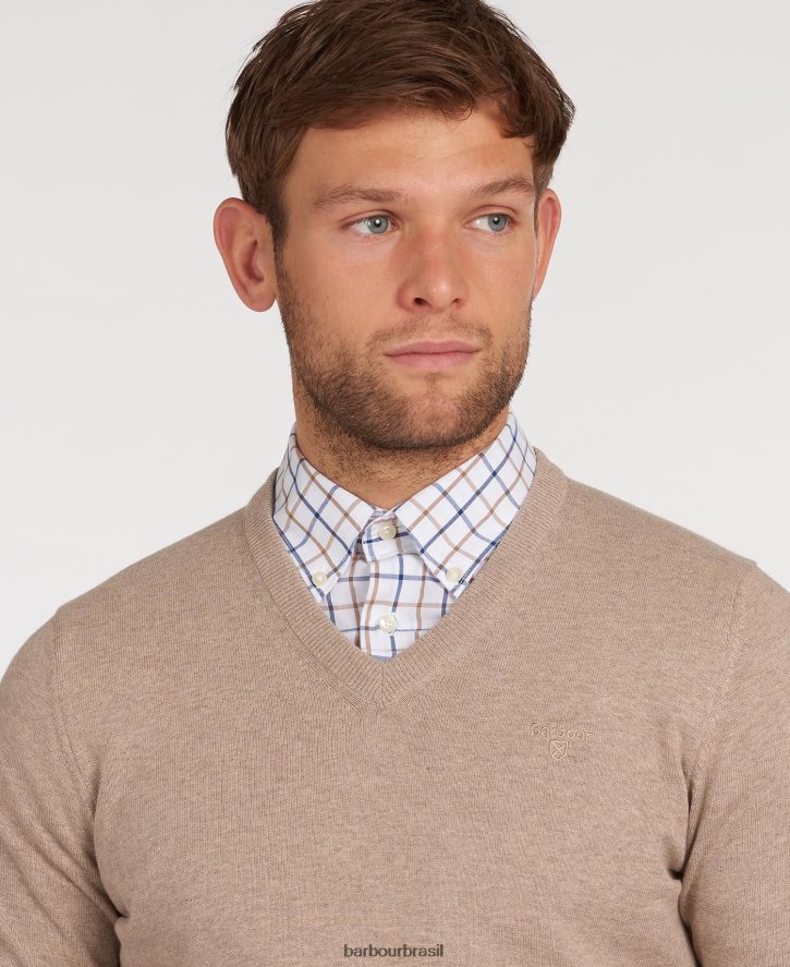 roupas Barbour suéter gola V em algodão pima marga cobalight homens NH44421091