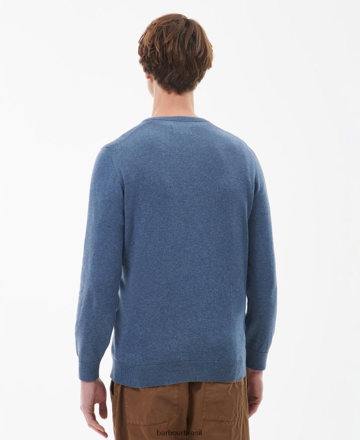 roupas Barbour suéter gola V em algodão pima marga cobalight homens NH44421097