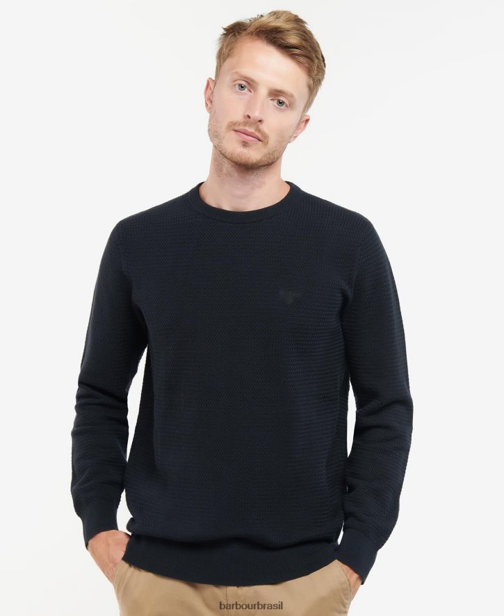 roupas Barbour suéter gola careca fleming azul lavado homens NH44421127