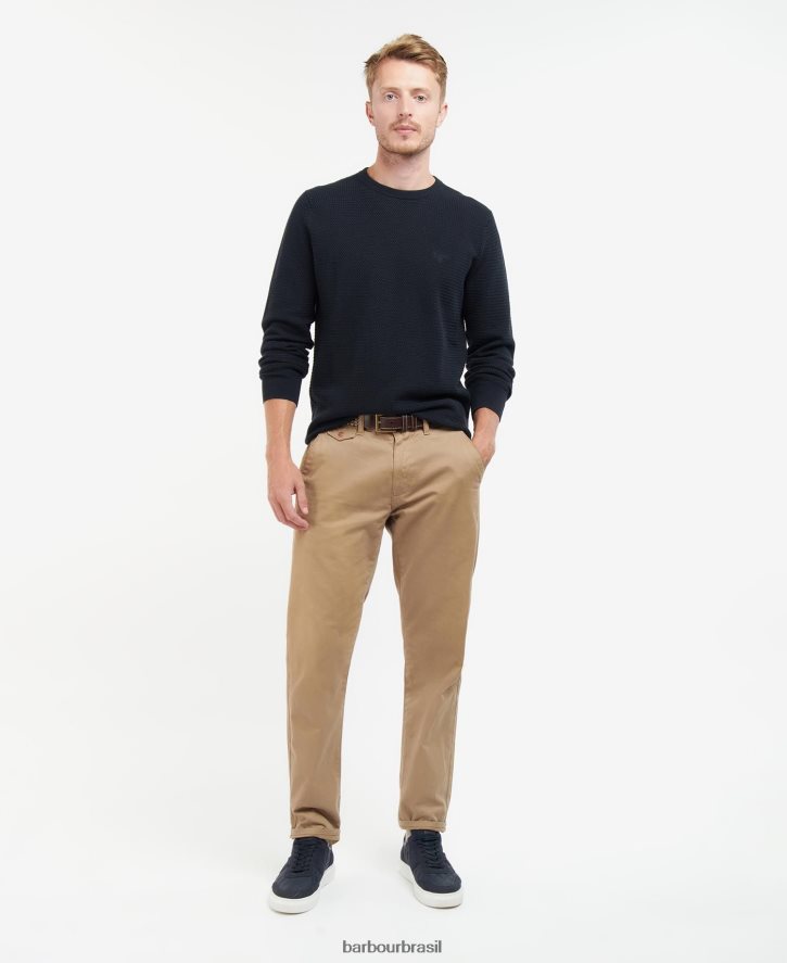 roupas Barbour suéter gola careca fleming azul lavado homens NH44421127