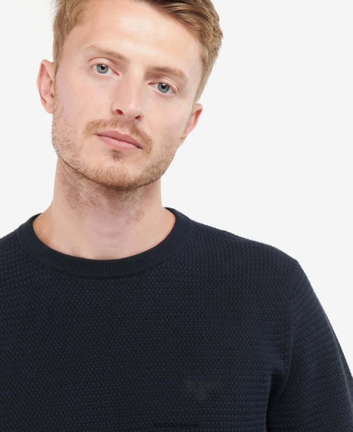 roupas Barbour suéter gola careca fleming azul lavado homens NH44421127