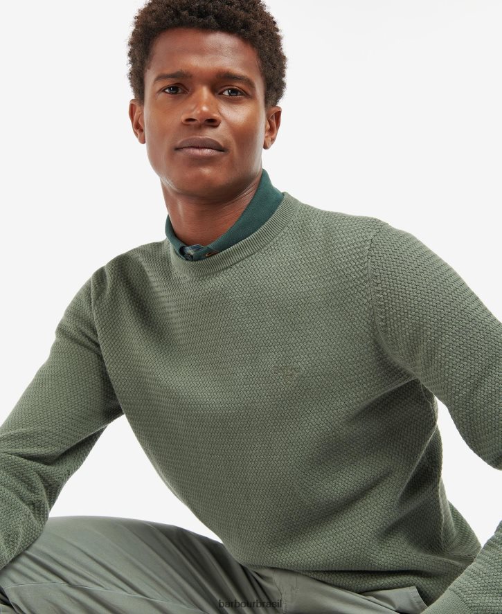 roupas Barbour suéter gola careca fleming azul lavado homens NH44421128