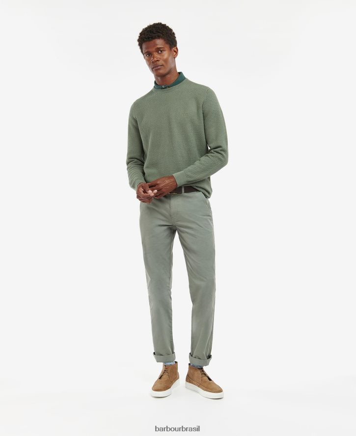 roupas Barbour suéter gola careca fleming azul lavado homens NH44421128