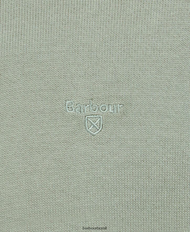 roupas Barbour suéter gola redonda de algodão pima agave verde homens NH44421102