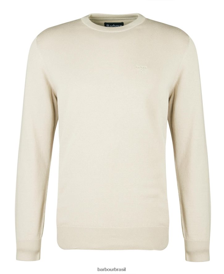 roupas Barbour suéter gola redonda de algodão pima agave verde homens NH44421104