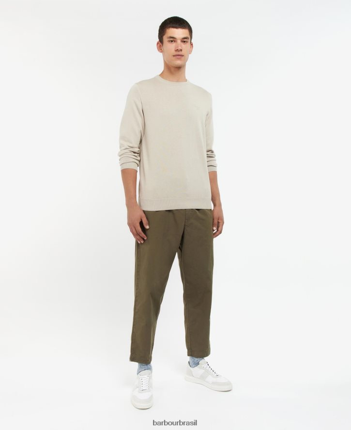 roupas Barbour suéter gola redonda de algodão pima agave verde homens NH44421104