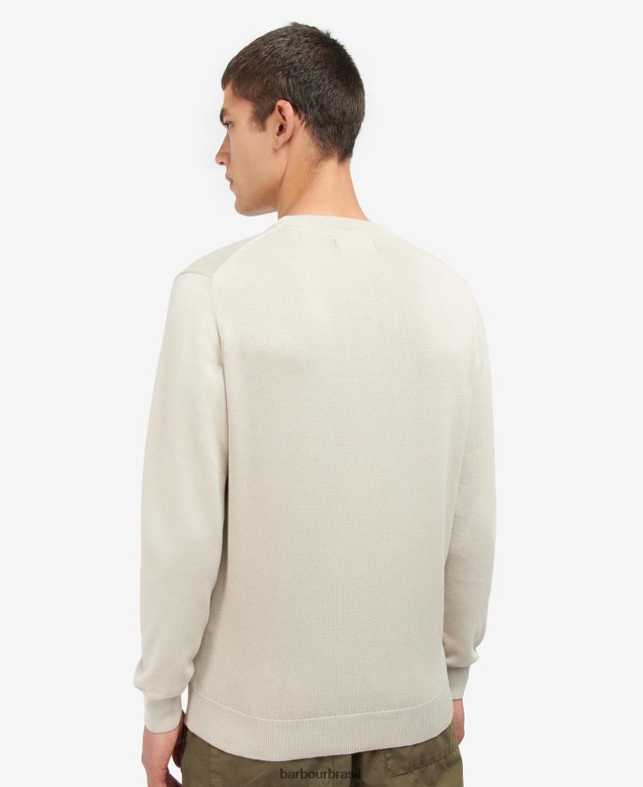 roupas Barbour suéter gola redonda de algodão pima agave verde homens NH44421104