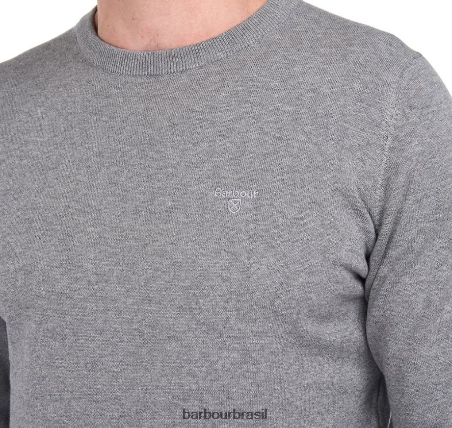 roupas Barbour suéter gola redonda de algodão pima branco antigo homens NH44421083