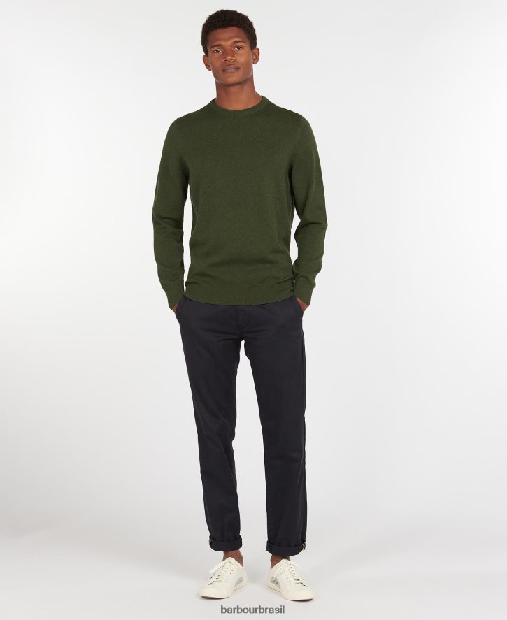 roupas Barbour suéter gola redonda de algodão pima cinza homens NH44421080