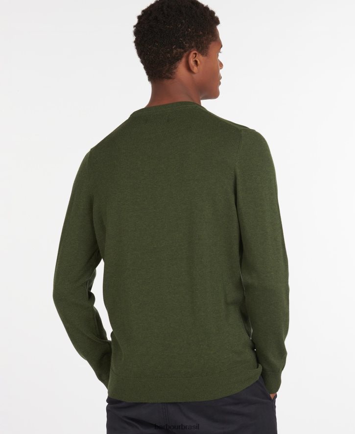 roupas Barbour suéter gola redonda de algodão pima cinza homens NH44421080