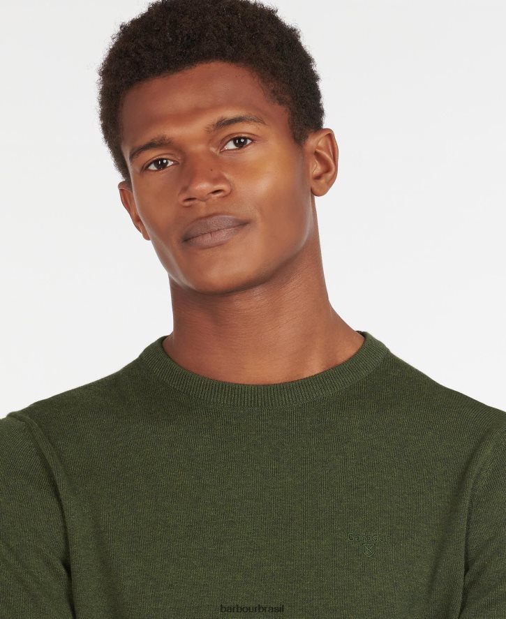 roupas Barbour suéter gola redonda de algodão pima cinza homens NH44421080