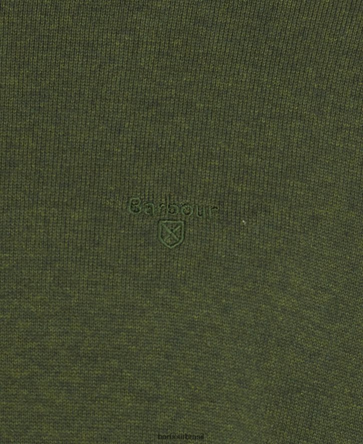 roupas Barbour suéter gola redonda de algodão pima cinza homens NH44421080