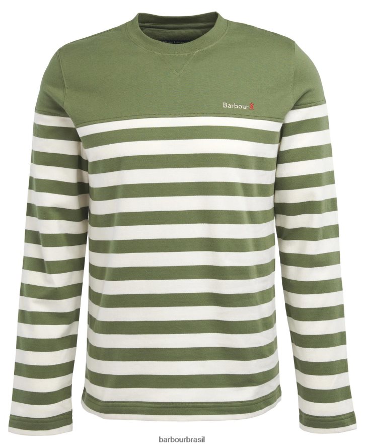 roupas Barbour Firthmoor Stripe Tripulação azeitona queimada homens NH44421007