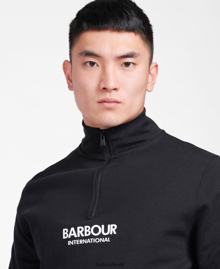 roupas Barbour camisola de meio fecho de transmissão preto homens NH44421024