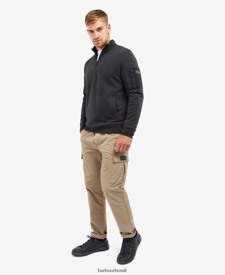 roupas Barbour liga meio zíper suor Preto Escuro homens NH44421071