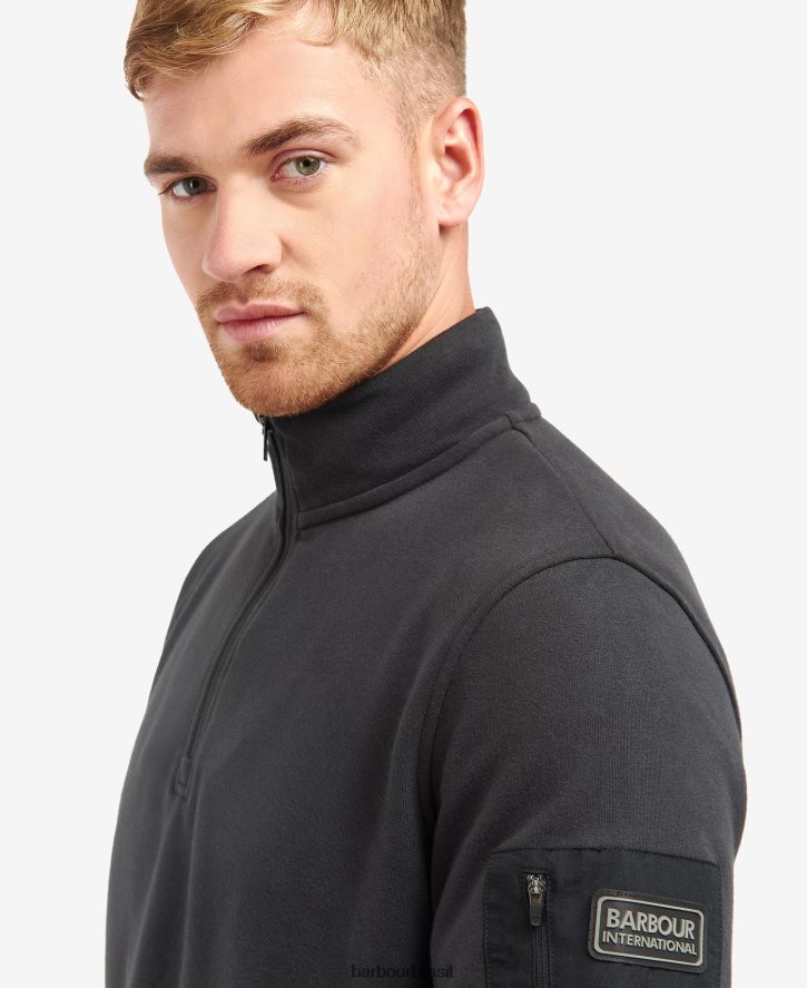 roupas Barbour liga meio zíper suor Preto Escuro homens NH44421071