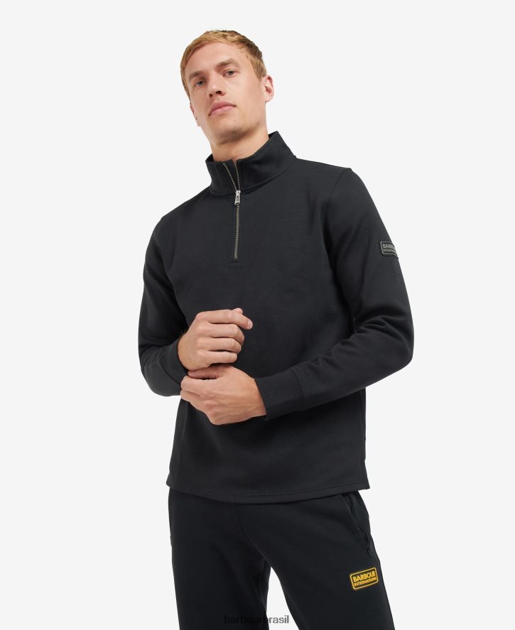 roupas Barbour mola meio zíper preto clássico homens NH4442993