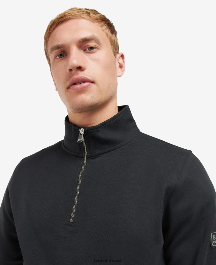 roupas Barbour mola meio zíper preto clássico homens NH4442993