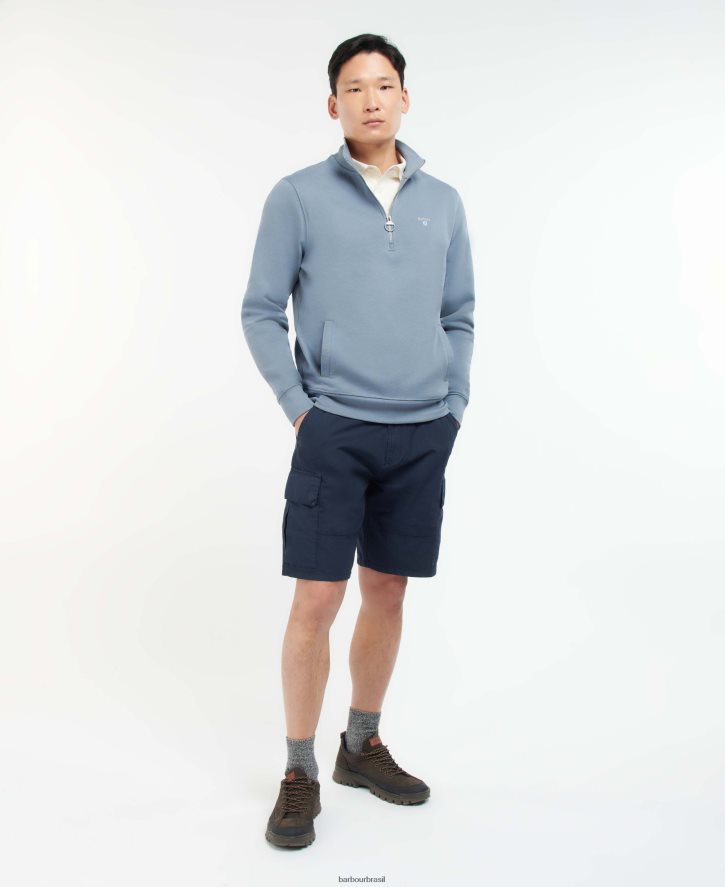 roupas Barbour moletom barbur rothley com meio zíper agave verde homens NH44421052