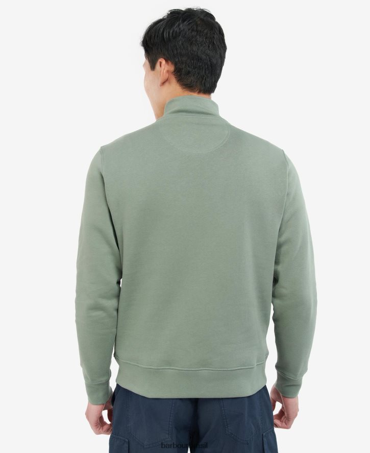 roupas Barbour moletom barbur rothley com meio zíper agave verde homens NH44421061